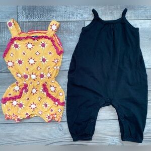 KicKee Pants Sun Shine Yellow Pink Old Navy Black Jumpsuit Romper Bundle 3M 6M